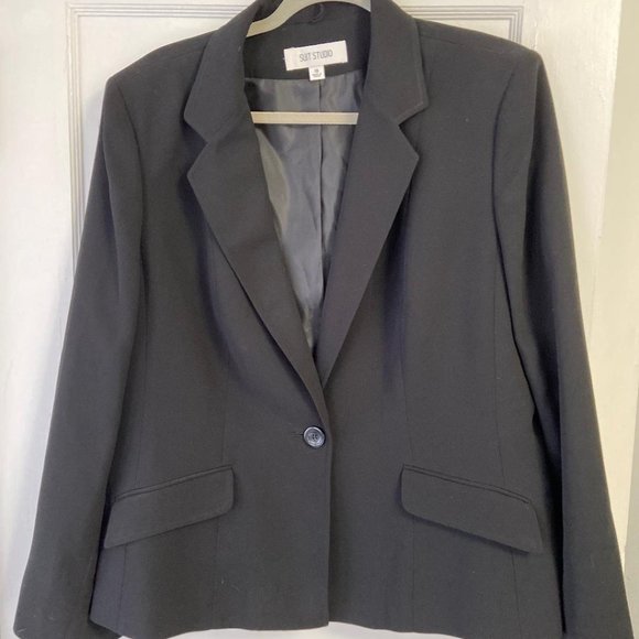 Suit Studio Black One Button Blazer, Size 18, New with Tags - Picture 1 of 5